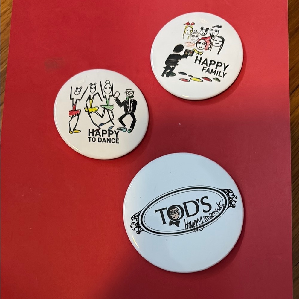 TOD'S Happy Family & Dance Collectible Pins - White